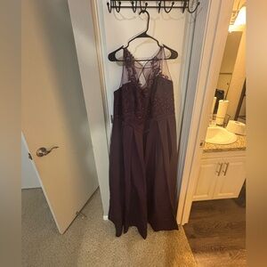 Oleg Cassini Deep Purple Lace Gown